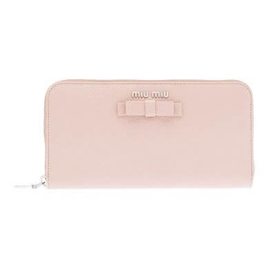MIU MIU 2017新作*リボン付き ミュウミュウスーパーコピー 大人可愛い マドラス ラウンド長財布 5ML506 2E8R F0JW1